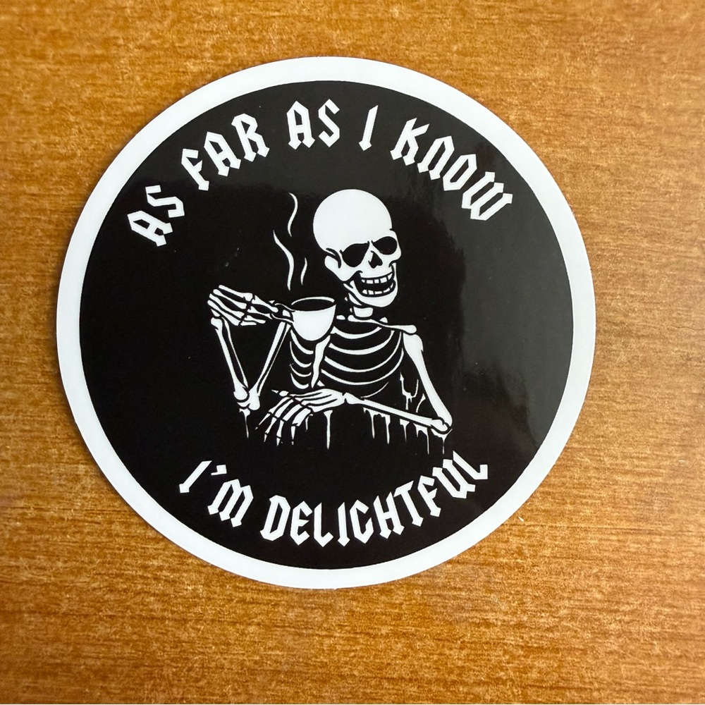 Delightful Skeleton Black and White Sticker‎